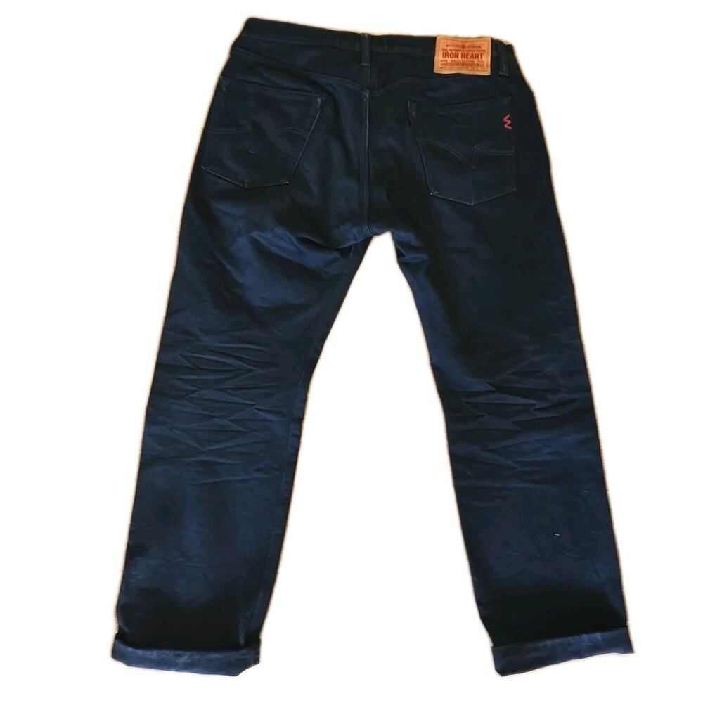 Iron Heart Lot 633S-142bb Straight Tappered Black Denim - size 36x36